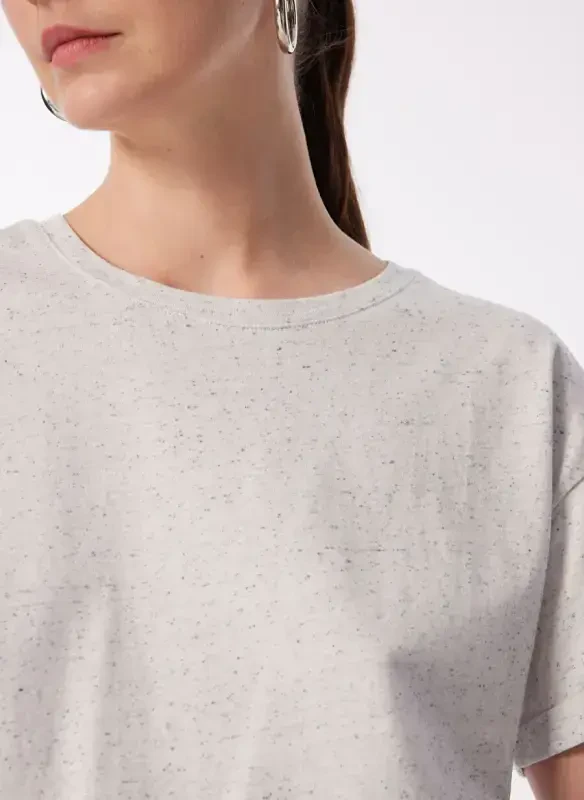 Judge Bicycle Collar Plain Off White Women's T-Shirt 24YKTS9025X - 4