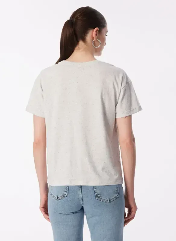 Judge Bicycle Collar Plain Off White Women's T-Shirt 24YKTS9025X - 5
