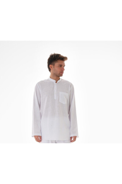 JUDGE COLLAR LINEN SHIRT HALF BUTTONED Hajj and Umrah - BESEDU (1)
