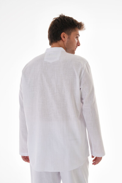 JUDGE COLLAR LINEN SHIRT HALF BUTTONED Hajj and Umrah - 5