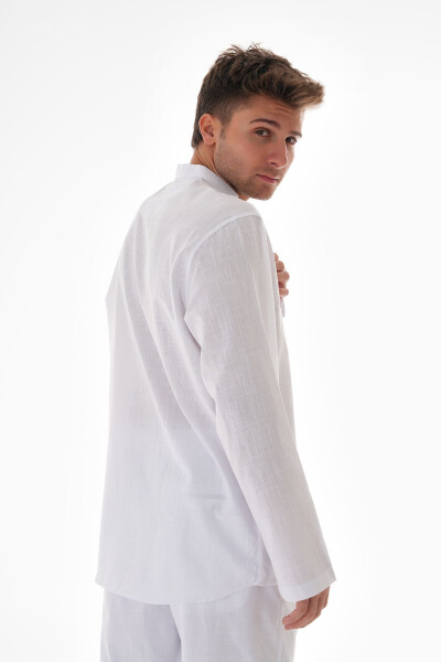 JUDGE COLLAR LINEN SHIRT HALF BUTTONED Hajj and Umrah - 6