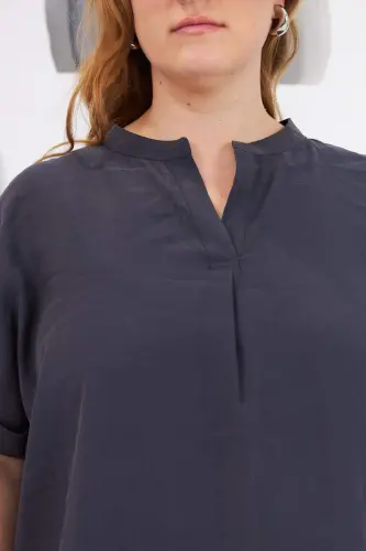 Judge Collar Plus Size Blouse Charcoal - 3