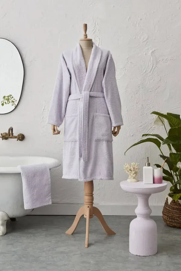 Judi 100% Cotton Bathrobe Set S M Lilac - 1