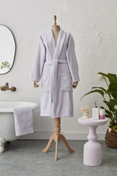 Judi %100 Paxta Xalat Komplekti S M Lila - 1