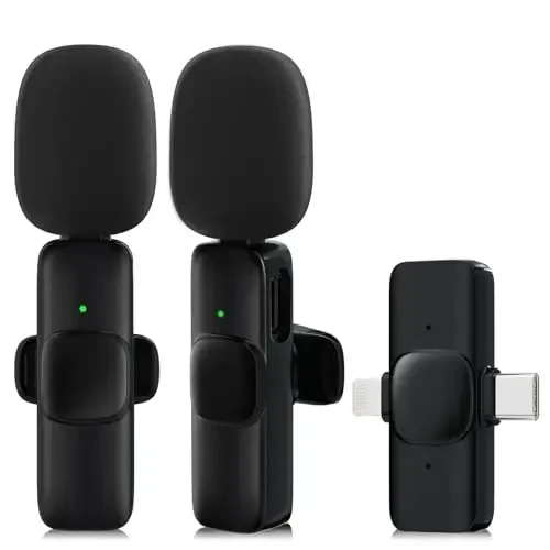 JUDKIOM 2 Pack Wireless Lavalier Microphone for iPhone,Android, USB C, Clip-on Mics, Bluetooth Lapel Mic for Video Recording Interview Vlog YouTube TikTok - JUDKIOM