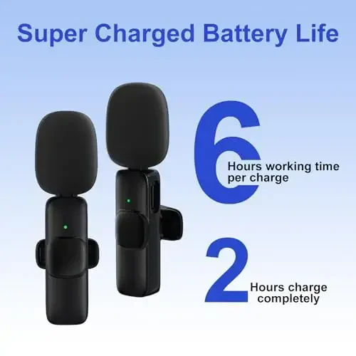 JUDKIOM 2 Pack Wireless Lavalier Microphone for iPhone,Android, USB C, Clip-on Mics, Bluetooth Lapel Mic for Video Recording Interview Vlog YouTube TikTok - 4