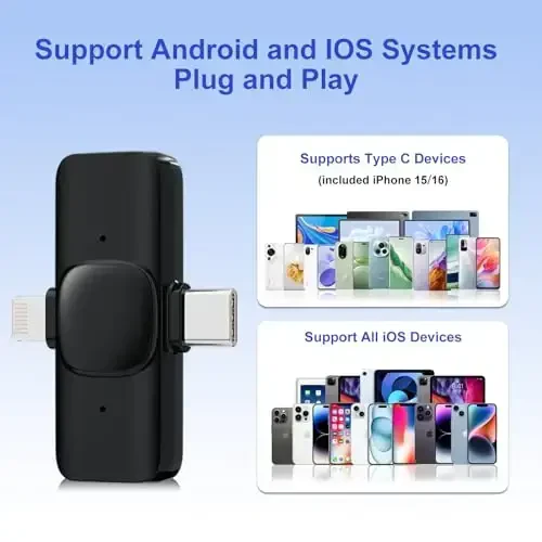 JUDKIOM 2 Pack Wireless Lavalier Microphone for iPhone,Android, USB C, Clip-on Mics, Bluetooth Lapel Mic for Video Recording Interview Vlog YouTube TikTok - 5