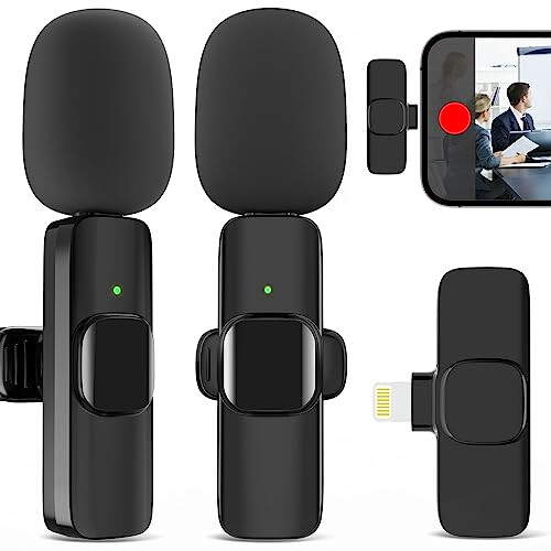 JUDKIOM 2 ta to'plam Simsiz Lapel Mikrofoni iPhone iPad uchun, Professional Lapel Mikrofonlari, Simsiz Mikrofon Plug-Play, Video Yozuv Intervyu Konferentsiya Podkast Vlog YouTube TikTok uchun Lapel Mikrofoni - 1