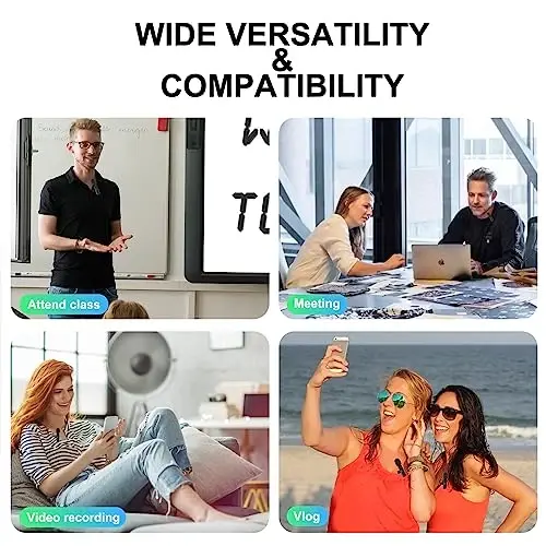 JUDKIOM 2 ta to'plam Simsiz Lapel Mikrofoni iPhone iPad uchun, Professional Lapel Mikrofonlari, Simsiz Mikrofon Plug-Play, Video Yozuv Intervyu Konferentsiya Podkast Vlog YouTube TikTok uchun Lapel Mikrofoni - 5