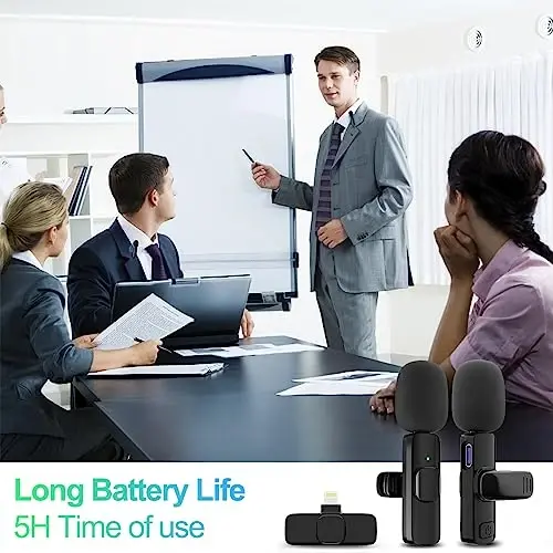 JUDKIOM 2 Pack Wireless Lavalier Microphone for iPhone, Professional Lapel Mics, Wireless Mic Plug-Play, Lapel Microphone for Video Recording Interview Vlog YouTube TikTok(for iPhone 14 and Below) - 4