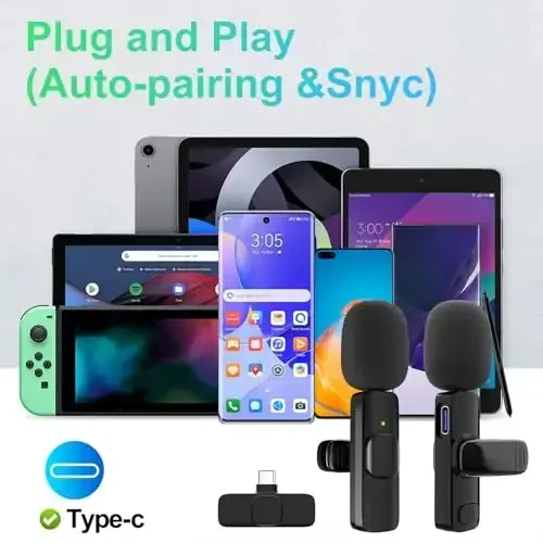 JUDKIOM 2 Pack Wireless Lavalier Microphone for iPhone, Professional Lapel Mics, Wireless Mic Plug-Play, Lapel Microphone for Video Recording Interview TikTok (USB C for Android iphone15/16) - 2