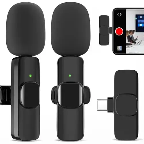 JUDKIOM 2 Pack Wireless Lavalier Microphone for iPhone, Professional Lapel Mics, Wireless Mic Plug-Play, Lapel Microphone for Video Recording Interview TikTok (USB C for Android iphone15/16) - 3