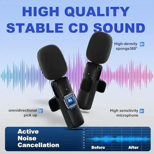 JUDKIOM 2 Pack Wireless Lavalier Microphone for iPhone,Android, USB C, Clip-on Mics, Bluetooth Lapel Mic for Video Recording Interview Vlog YouTube TikTok - JUDKIOM (1)