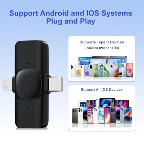 JUDKIOM 2 Pack Wireless Lavalier Microphone for iPhone,Android, USB C, Clip-on Mics, Bluetooth Lapel Mic for Video Recording Interview Vlog YouTube TikTok - 5