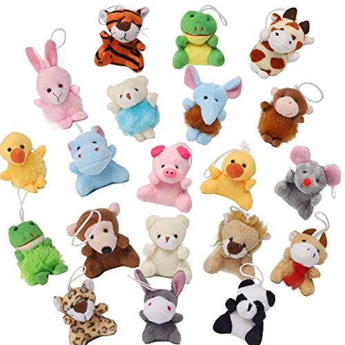 Juegoal Mini Animal Plush Toy Set, Aitbay Cute Small Stuffed Animal Keychain Set, Goodie Bag Fillers, Carnival Prizes for Kids, Assortment Kids Valentine Gift Easter Egg Filler Party Favors - 4