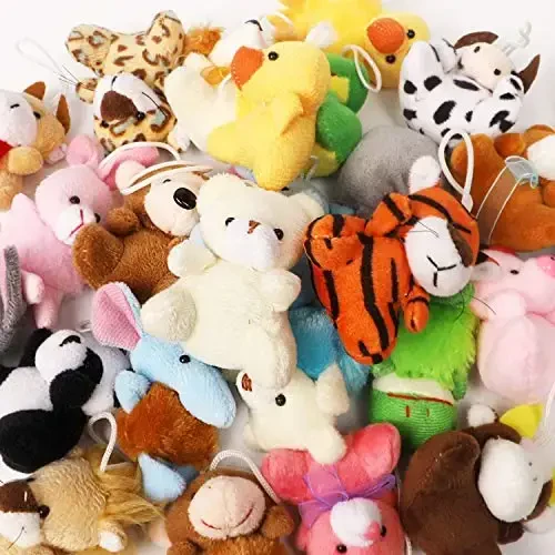 Juegoal 26 Pack Mini Animal Plush Toy Set, Cute Small Stuffed Animal Keychain Set, Goodie Bag Fillers, Carnival Prizes for Kids, Assortment Kids Valentine Gift Easter Egg Filter Party Favors - 2
