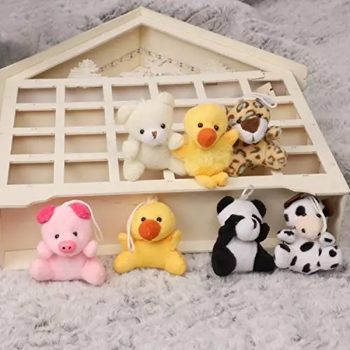 Juegoal 26 Pack Mini Animal Plush Toy Set, Cute Small Stuffed Animal Keychain Set, Goodie Bag Fillers, Carnival Prizes for Kids, Assortment Kids Valentine Gift Easter Egg Filter Party Favors - 6