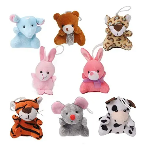 Juegoal 26 Pack Mini Animal Plush Toy Set, Cute Small Stuffed Animal Keychain Set, Goodie Bag Fillers, Carnival Prizes for Kids, Assortment Kids Valentine Gift Easter Egg Filter Party Favors - 5