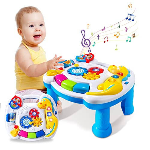 JUEJIAZKIY Music Baby Activity Center Toy 12-18 Months Activity Table Baby Toys 6 to 12 Months Early Learning 8 9 10 12 Month Old Toddlers Christmas Birthday Gifts for 1 2 3 Year Old Infant Kids - 1