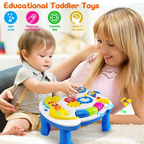 JUEJIAZKIY Music Baby Activity Center Toy 12-18 Months Activity Table Baby Toys 6 to 12 Months Early Learning 8 9 10 12 Month Old Toddlers Christmas Birthday Gifts for 1 2 3 Year Old Infant Kids - 2