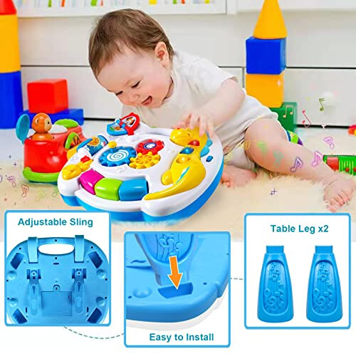 JUEJIAZKIY Music Baby Activity Center Toy 12-18 Months Activity Table Baby Toys 6 to 12 Months Early Learning 8 9 10 12 Month Old Toddlers Christmas Birthday Gifts for 1 2 3 Year Old Infant Kids - 4