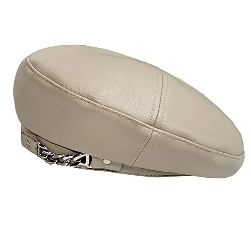 JUENAWMIU Women's PU Leather French Artist Beret Cap - 1
