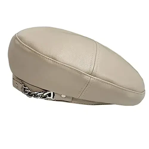 JUENAWMIU Women's PU Leather French Artist Beret Cap - Modazone