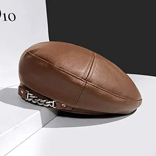 JUENAWMIU Женская PU Кожа Французский Берет Художника - Modazone (1)