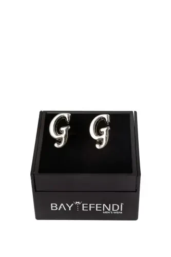 Juft Harfli Kumush Rang Qo'l Tugmasi G Harfi-G - 1