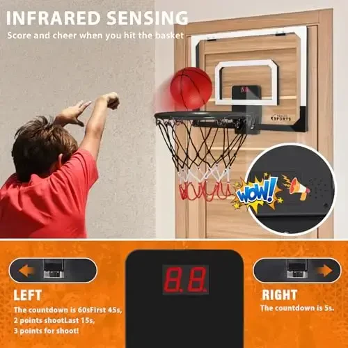 Jugana Eshik ustidagi basketbol halqasi, elektron tabloli, bolalar va kattalar uchun yotoqxona halqasi, basketbol ofisidagi mini halqa - 3