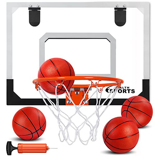 Jugana Mini Basketbol Halqasi Ichki, Ballar Sanagich va Batareyalar bilan, Rangli LED Yoritishli Eshik Ustiga O'rnatiladigan Ichki Basketbol Halqasi, 3 4 5 6 7 8 Yoshdagi O'g'il va Qiz Bolalar Uchun O'yinchoq Basketbol To'plami - Jugana