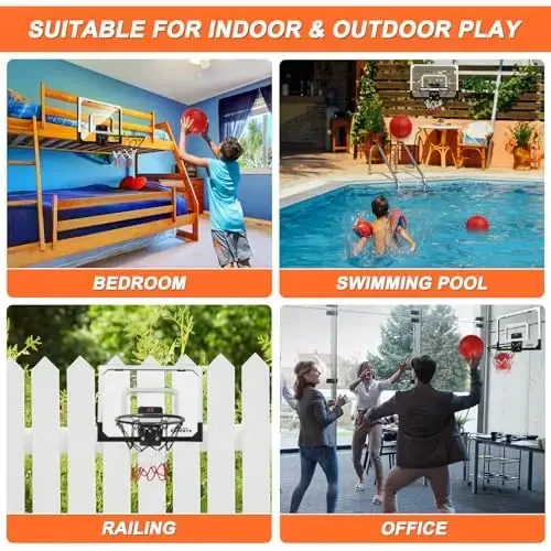 Jugana Over The Door Basketball Hoop with Electronic Scoreboard Indoor Basketball Hoop for Kids and Adults Bedroom Hoop Basketball Office Mini Hoop - 6