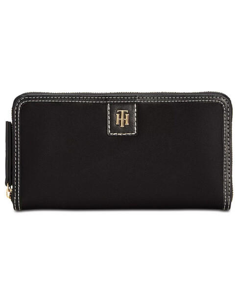 Julia Solid Nylon Zip Wallet Black/Gold - 4