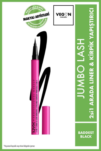 Jumbo Lash 2 ta 1 da Eyeliner va Kirpik Yopishtiruvchi - Baddest Black - 9