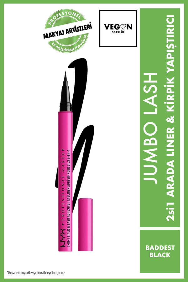 Jumbo Lash 2 ta 1 da Eyeliner va Kirpik Yopishtiruvchi - Baddest Black - 9