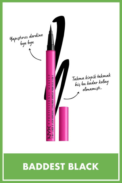 Jumbo Lash 2 ta 1 da Eyeliner va Kirpik Yopishtiruvchi - Baddest Black - 10