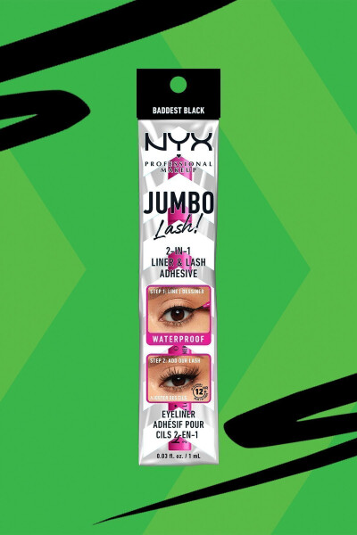 Jumbo Lash 2 ta 1 da Eyeliner va Kirpik Yopishtiruvchi - Baddest Black - 11