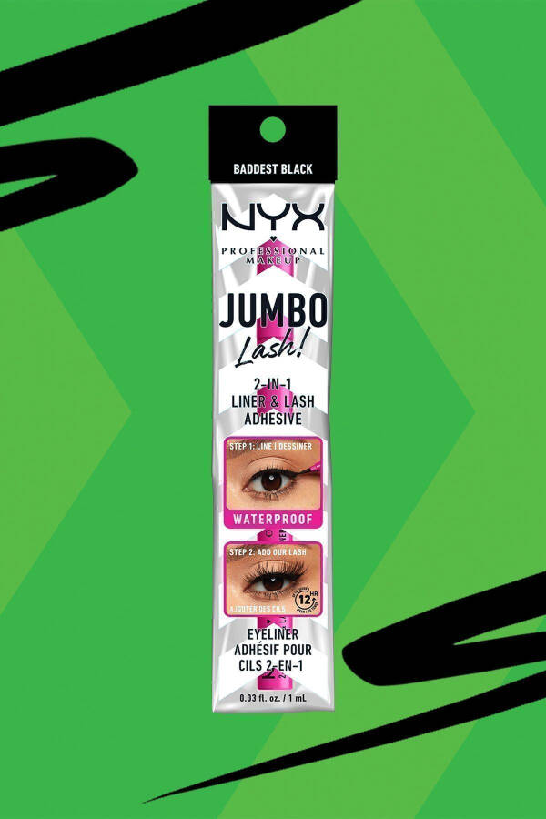 Jumbo Lash 2 ta 1 da Eyeliner va Kirpik Yopishtiruvchi - Baddest Black - 11