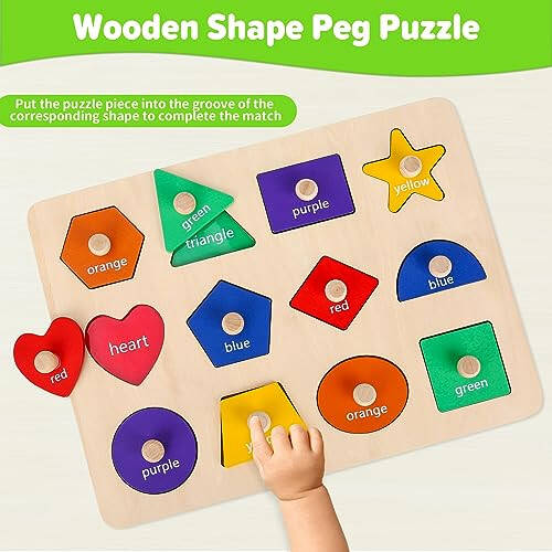 Jumlys Montessori Toys for Toddlers 1, 2, 3 Year Old, Wooden Shape Learning Puzzles for Baby 12-18-24 Months, Early Educational Toys, Perfect Christmas Birthday Gifts for Boys & Girls Age 1-3 - 2