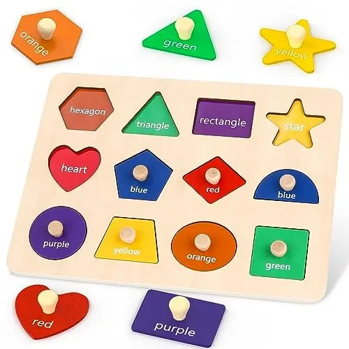 Jumlys Montessori O'yinchoqlari 1, 2, 3 Yoshli Go'daklar Uchun, Yog'och Shakl O'rganish Puzllari Chaqaloq Uchun 12-18-24 Oy, Erta Ta'lim O'yinchoqlari, 1-3 Yoshli O'g'il Va Qiz Bolalar Uchun Mukammal Rojdestvo Tug'ilgan Kun Sovg'alari - 1