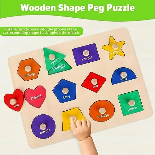 Jumlys Montessori O'yinchoqlari 1, 2, 3 Yoshli Go'daklar Uchun, Yog'och Shakl O'rganish Puzllari Chaqaloq Uchun 12-18-24 Oy, Erta Ta'lim O'yinchoqlari, 1-3 Yoshli O'g'il Va Qiz Bolalar Uchun Mukammal Rojdestvo Tug'ilgan Kun Sovg'alari - JUMLYS (1)