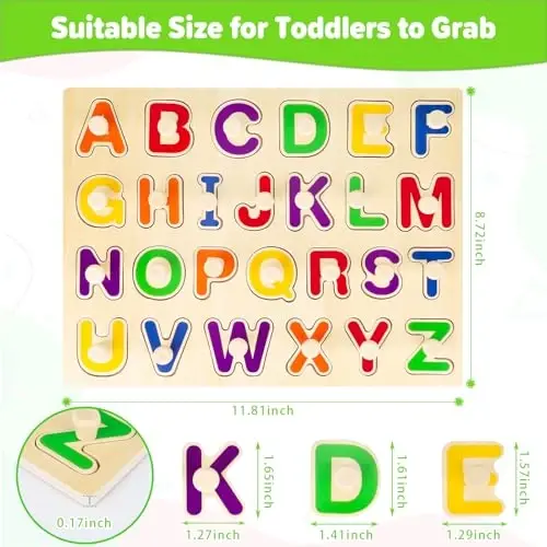 Jumlys Montessori Toys for Toddlers 1, 2, 3 Year Old, Wooden Alphabet Puzzles for Kids 1-3, Early Learning & Educational ABC Puzzle Toys, Perfect Christmas Birthday Gifts for Boys & Girls Age 1-3 - 3