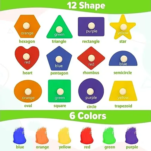 Jumlys Montessori Toys for Toddlers 1, 2, 3 Year Old, Wooden Shape Learning Puzzles for Baby 12-18-24 Months, Early Educational Toys, Perfect Christmas Birthday Gifts for Boys & Girls Age 1-3 - 5