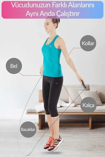 Jump Rope with Electronic Counter, Calorie & Distance Measurement, 4 Modes, Adjustable Length, Display, Pink - 4