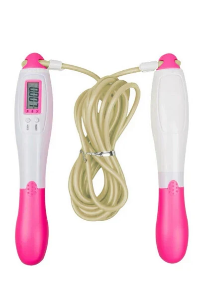 Jump Rope with Electronic Counter, Calorie & Distance Measurement, 4 Modes, Adjustable Length, Display, Pink - 5