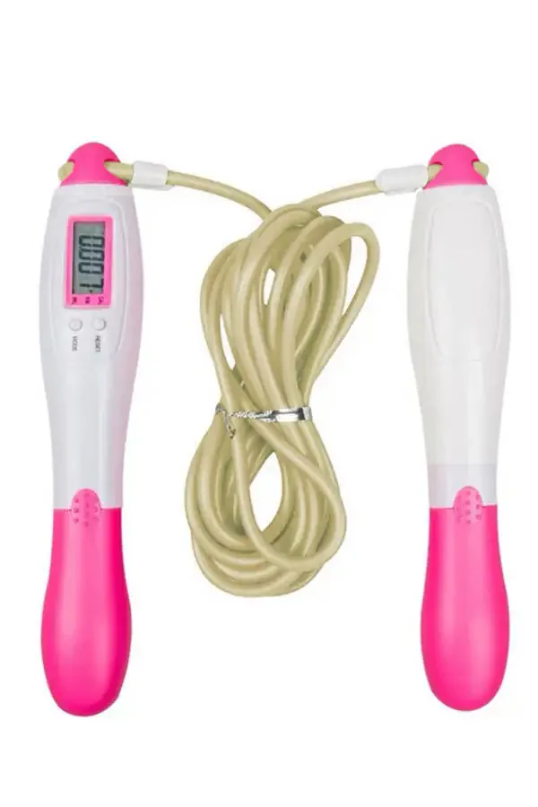 Jump Rope with Electronic Counter, Calorie & Distance Measurement, 4 Modes, Adjustable Length, Display, Pink - 5