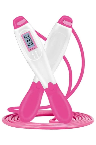 Jump Rope with Electronic Counter, Calorie & Distance Measurement, 4 Modes, Adjustable Length, Display, Pink - 6