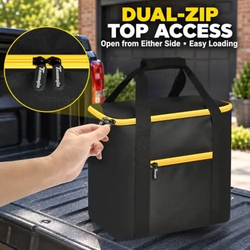 Jump Starter Case for DEWALT DXAEPS14 2000 Peak, Car Emergency Bag-Yellow | Pocket Stores Clamps Cables Accessories, Keeps Battery Booster Protected For Drivers, Road Trips And Trunk Kits, Bag Only - 5