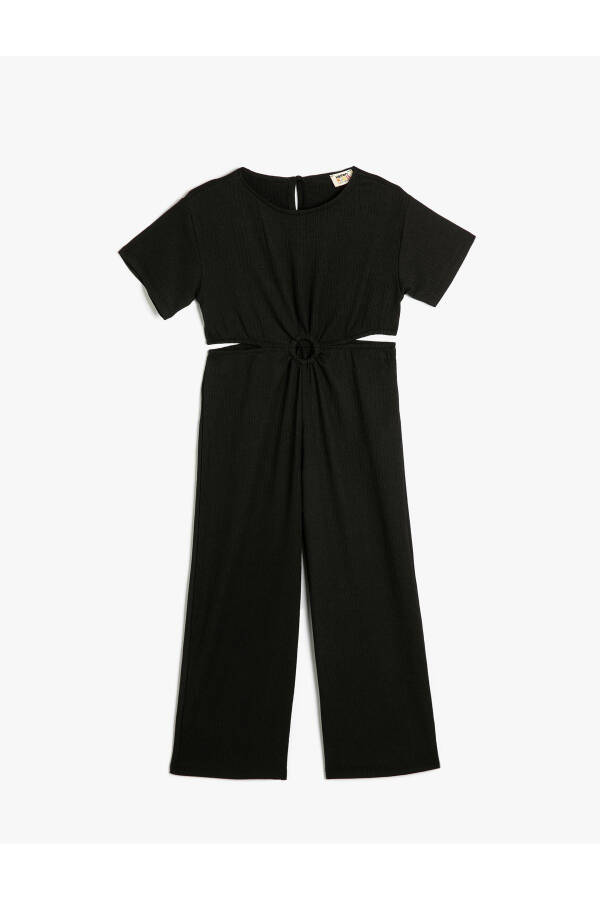 Jumpsuit Window Detail Short Sleeve Bike Collar - 4