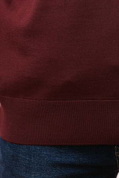 Junli Ko'lsiz Triko Sviter - Bordo - 5